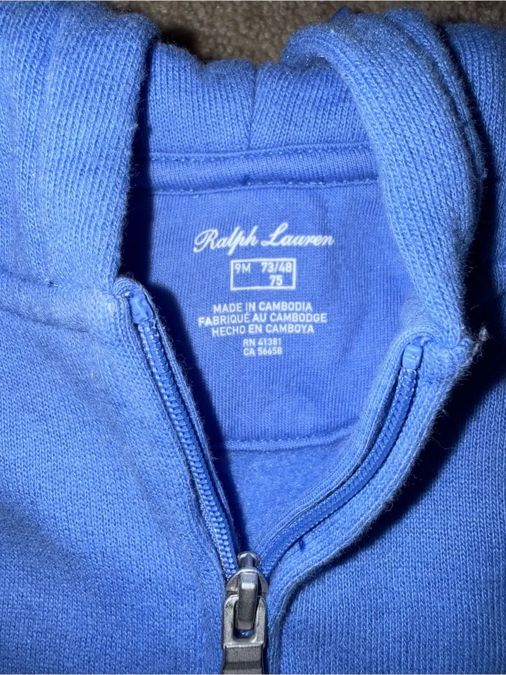Ralph Lauren Blue Baby Hooded Zip-Up Sweat Set